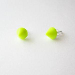 Neon Yellow Spike Stud Earrings - Small Yellow..