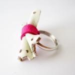 Pink Bow Ring, Bow Ring, Neon Pink Ring, Leather..