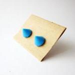 Blue Spike Stud Earrings - Small Blue Cute Cone..