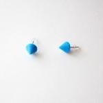 Blue Spike Stud Earrings - Small Blue Cute Cone..