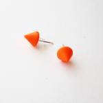 Orange Spike Stud Earrings - Neon Tangerine Small..