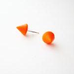 Orange Spike Stud Earrings - Neon Tangerine Small..