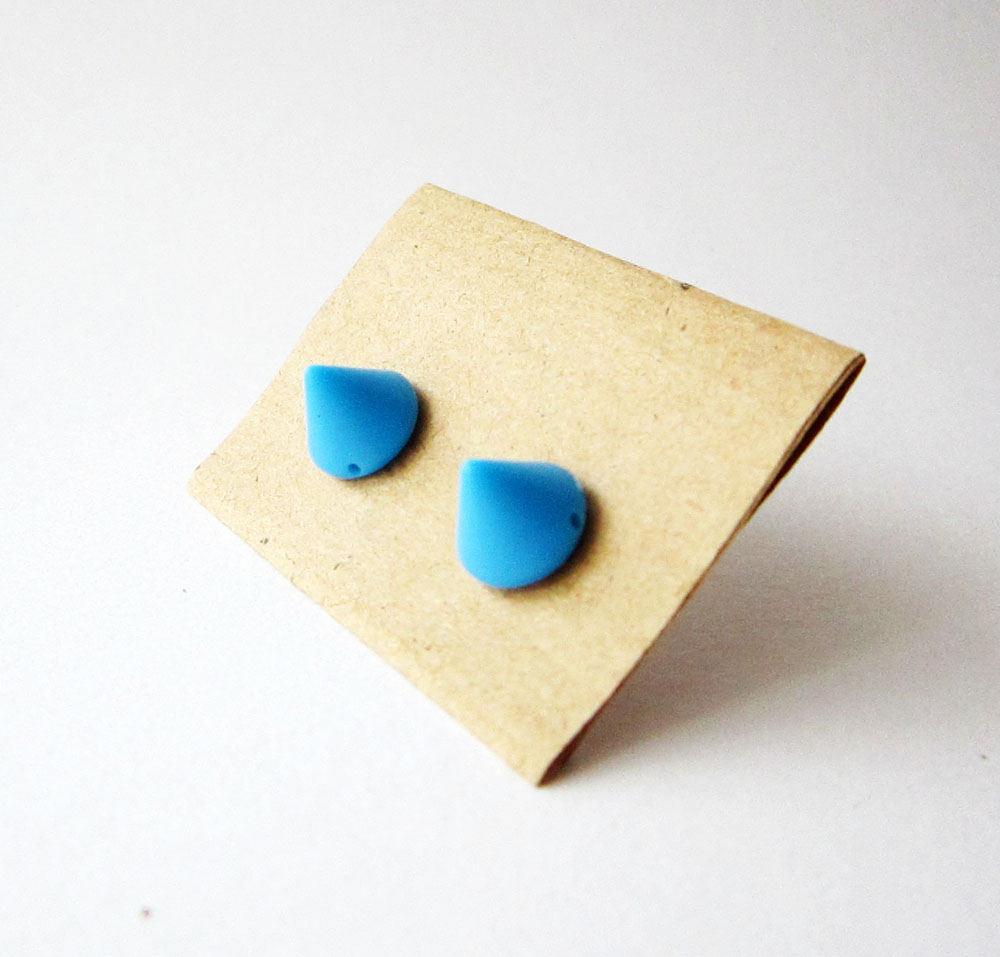 Blue Spike Stud Earrings - Small Blue Cute Cone Post Earrings - Summer Trend Earing Studs -